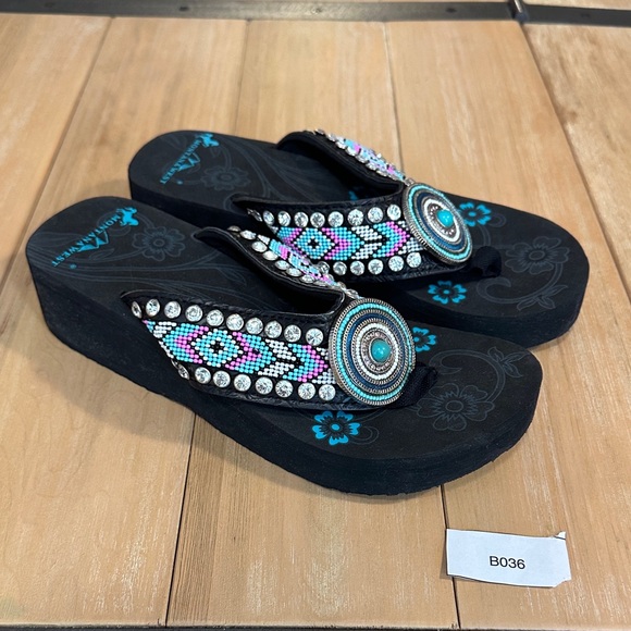 Montana West Shoes - Montana West sz 9 Rhinestone Wedge Sandals Embellished Platform Y2K Bling